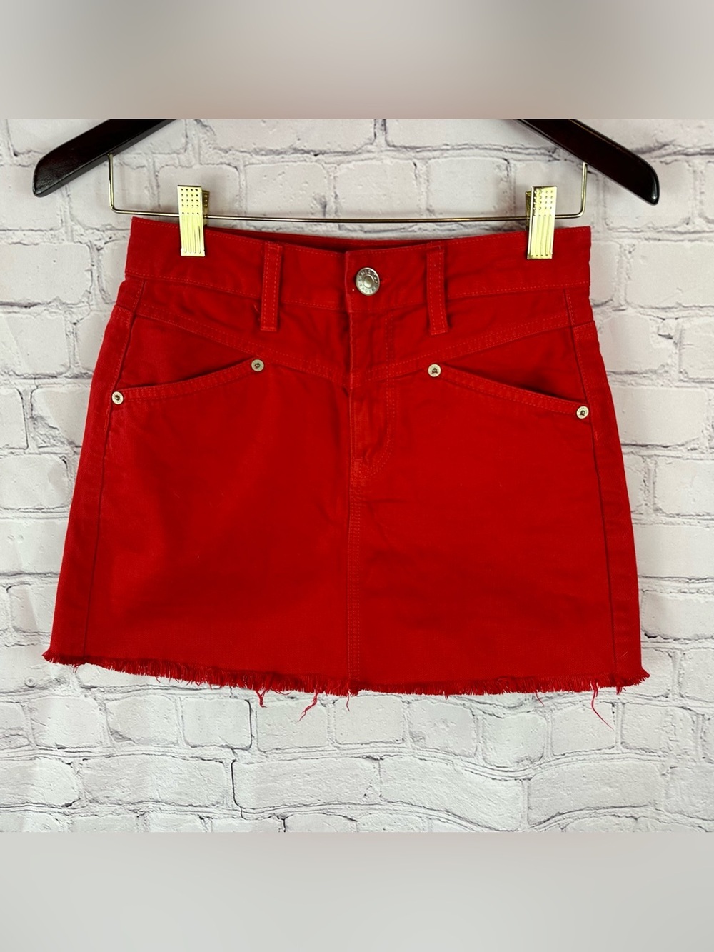 American Eagle AE hi-rise festival Mini Skirt Red Denim women 00 streetwear
